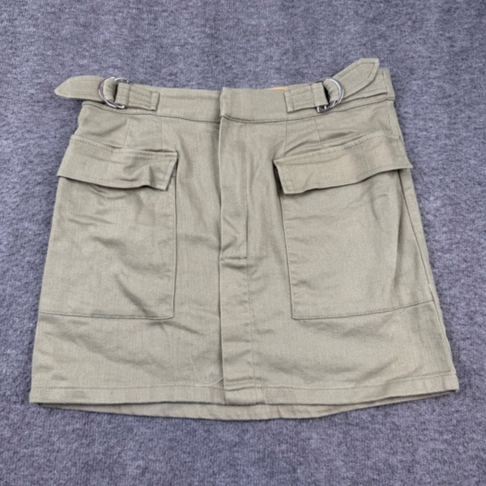 Pull&Bear Cargo Mini Skirt Women Size M Green Sadie Sink Utility D-Ring Pockets